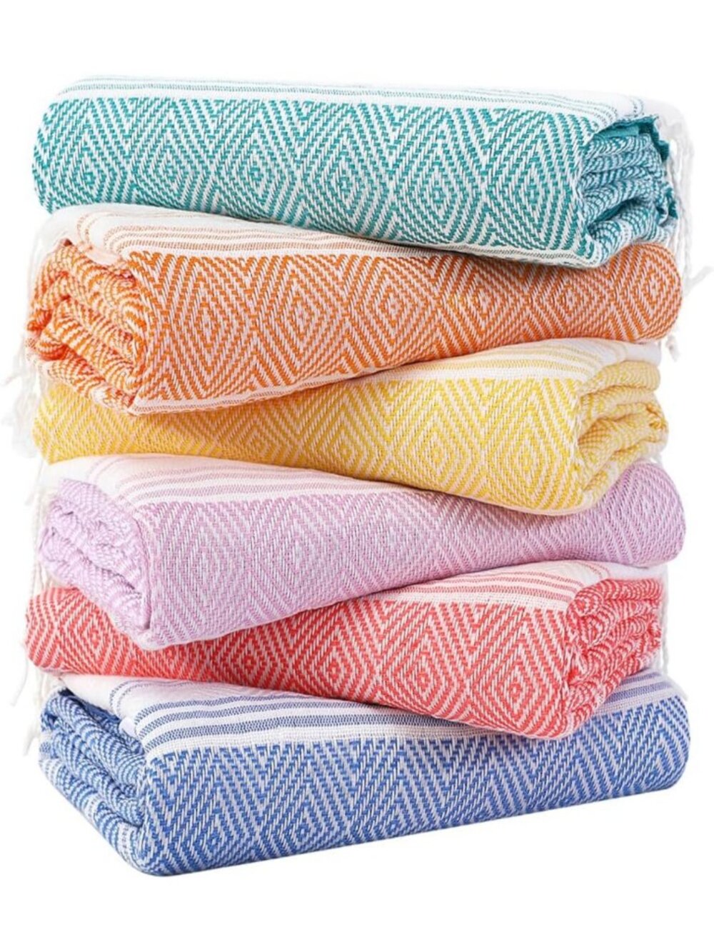 Oversized Turkish Beach Towels Set - 6 Pack, Quick Dry, Sand Free, Extra Large
